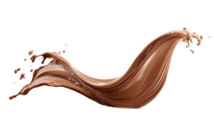 M A 6 Ultra-Realistic Chocolate Hazelnut Cream Splash Thick Glossy on Transparent Background