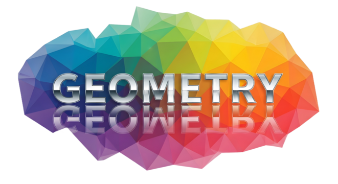 Faceted colorful geometry sign and reflection