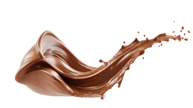 M A 6 Ultra-Realistic Chocolate Hazelnut Cream Splash Thick Glossy on Transparent Background
