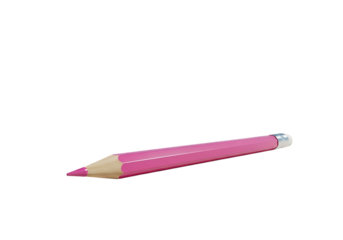 Pink pencil with eraser for writing and drawing