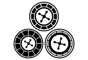 Roulette casino icon on white background.