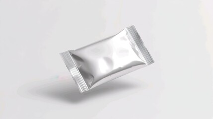 Artistic digital painting of a floating white foil bar mockup on a seamless white background