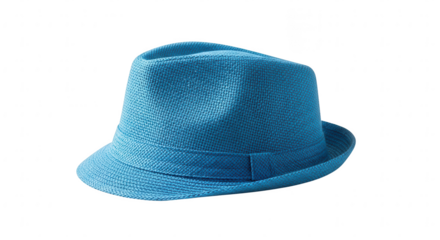 Stylish blue woven fedora hat, a classic fashion accessory for summer and travel adventures
