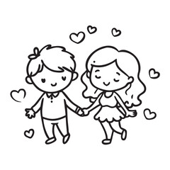 Cute Boy and Girl Holding Hands