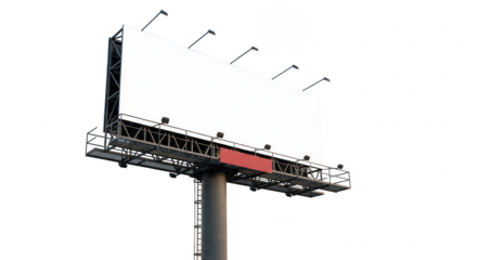 Blank advertisement billboard on robust steel structure against a clear sky, ready for your copy