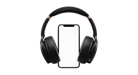 High-quality headphones and a smartphone, perfect for enjoying music and digital content