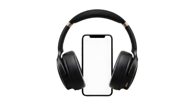 High-quality headphones and a smartphone, perfect for enjoying music and digital content