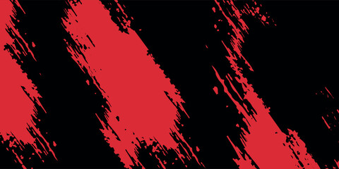 Abstract black and red grunge background with diagonal brush strokes and dynamic rough texture. vector illustration eps10