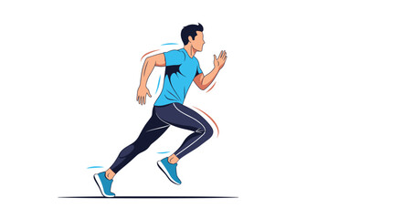 Athletic man running forward with momentum and speed, depicted in a dynamic illustration.