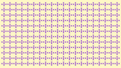 Seamless Geometric Star or Plus Sign Pattern Purple Lines on Pale Yellow Background