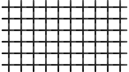 Stylized Black Geometric Grid Pattern on White Background