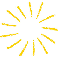 Radiant Yellow Starburst Sparkle Burst Effect with Transparent Background and Textured Strokes
