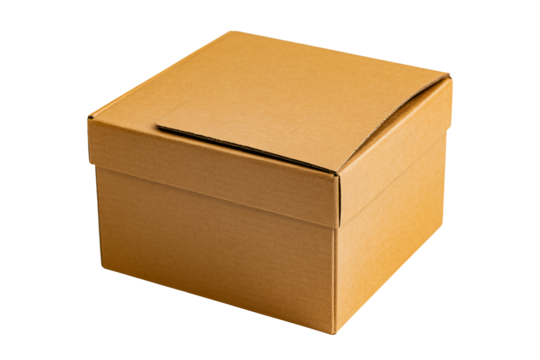 Sturdy cardboard storage box with lid partially open, perfect for organization and shipping needs.