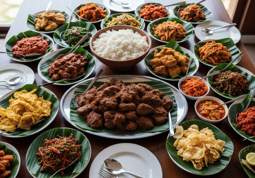 Traditional Indonesian Minang Feast with Authentic Padang Dishes