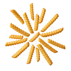 Crispy Golden Crinkle Cut French Fries Arranged in Circular Design