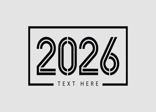 Elegant 2026 Typography Design with Modern Line Art Style and Placeholder Text Ready for Customization in Your Graphic Project - Powered by Adobe