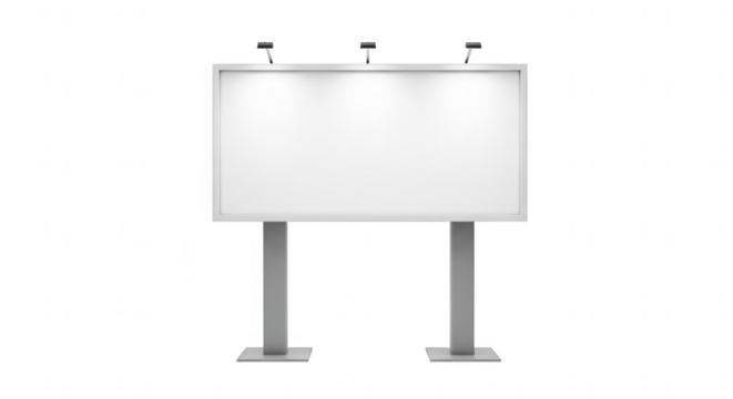 Blank white outdoor billboard with spotlights, isolated for advertising mockup display template - Powered by Adobe