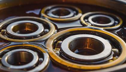 Ball bearing in yellow grease- yellow industrial lubricant