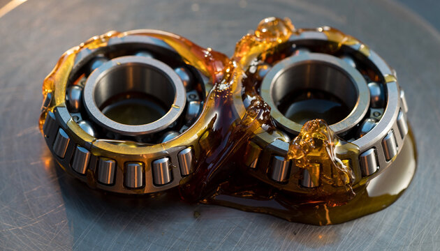 Ball bearing in yellow grease- yellow industrial lubricant