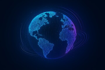 Stunning digital globe with vibrant blue and purple hues for global technology use