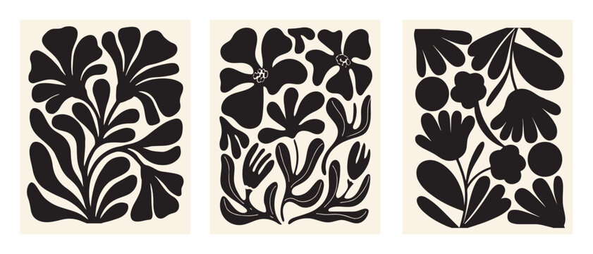 Modern Botanical Silhouette Floral Background