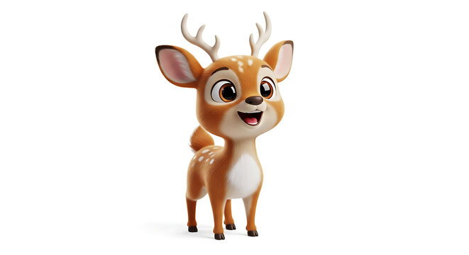 DEER 3d happy kawaii character animal cute cartoon for kids white background
