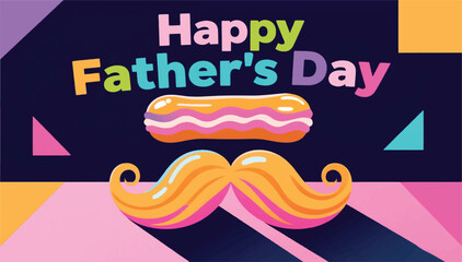 Happy Father's Day Illustration With A Mustache Icon Vector Design Template