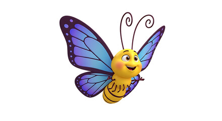 BUTTERFLY 3d happy kawaii character animal cute cartoon for kids white background