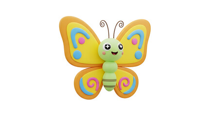 BUTTERFLY 3d happy kawaii character animal cute cartoon for kids white background