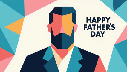 Happy Father's Day Illustration With A Bearded Man Vector Design Template
