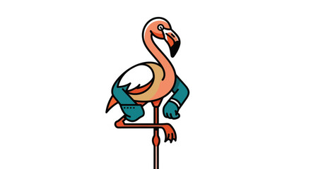 Stylized flamingo illustration with geometric shapes and white background