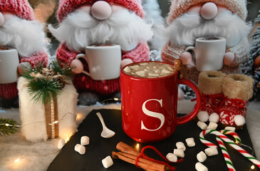 christmas Hot chocolate and santa claus
