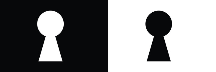 Black keyhole on white background. Mysterious door lock. Vector illustration .EPS 10 .