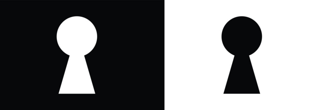 Black keyhole on white background. Mysterious door lock. Vector illustration .EPS 10 .