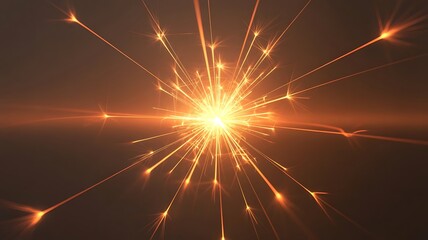 Bright sparkler explosion with light trails on dark brown christmas background