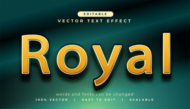 editable golden 3d royal bold text effect style