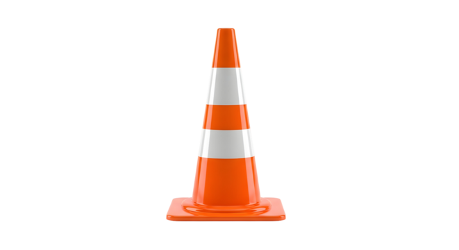 Orange and white traffic cone for safety and guidance in construction zones and traffic control