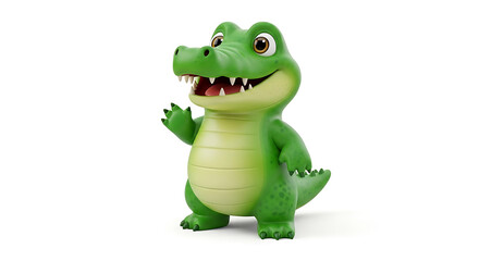 Fototapeta premium CROCODILE 3d happy kawaii character animal cute cartoon for kids white background