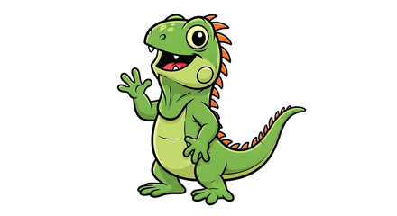 Obraz premium iguana 3d happy kawaii character animal cute cartoon for kids white background