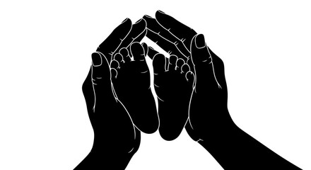 Parental hands cradling newborn feet, symbolizing care and protection