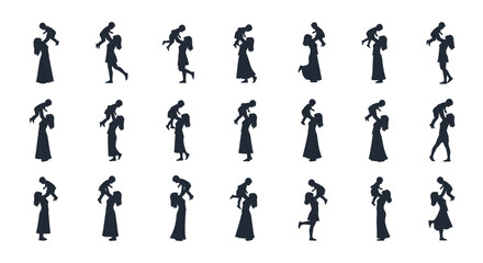 Mother and baby silhouettes: love, care, bond, joy, and family.