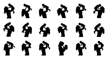 Mother and baby silhouettes showcase loving family bond and care