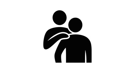 Support and care icon. helping hand on shoulder. glyph style