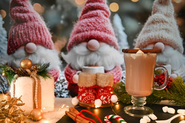 christmas Hot chocolate with santa claus