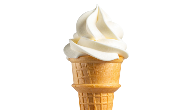 Soft serve ice cream cone, center