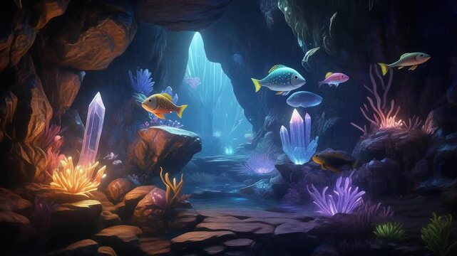 Mystical Underwater Caves - Animated Ocean Depths