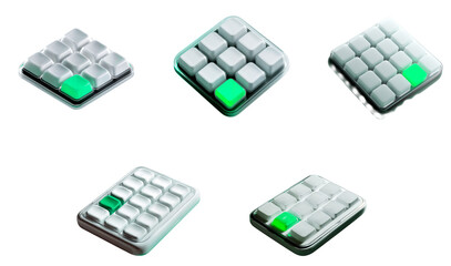 3D keypad icon set banking finance security password input concept UI UX design element technology mockup abstract background
