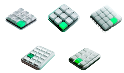 3D keypad icon set banking finance security password input concept UI UX design element technology mockup abstract background