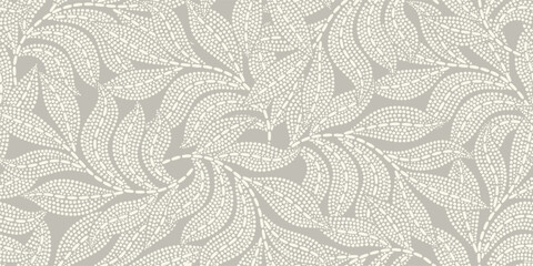 Abstract leaf leaves fall seamless pattern with dotted style. © andin
