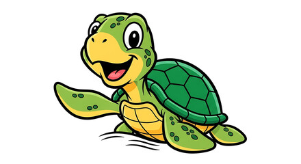 Obraz premium turtle 3d happy kawaii character animal cute cartoon for kids white background